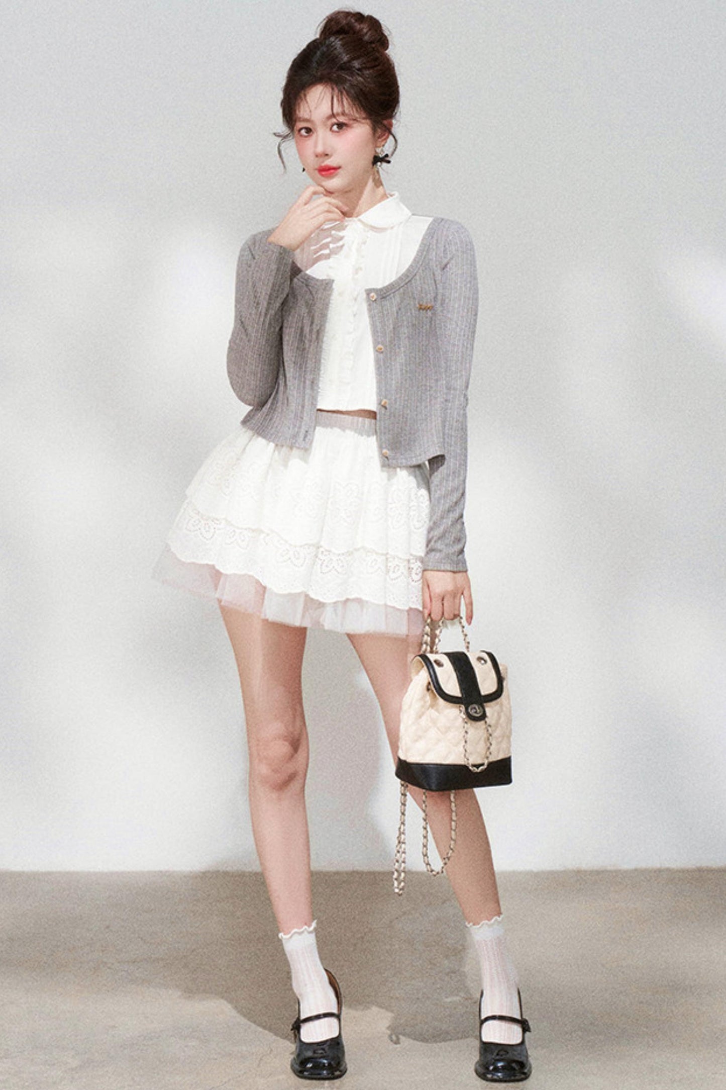 French Style Knit Cardigan + Skirt