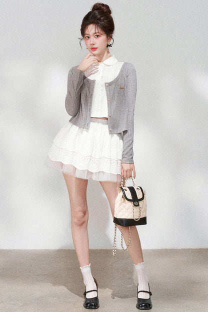 French Style Knit Cardigan + Skirt