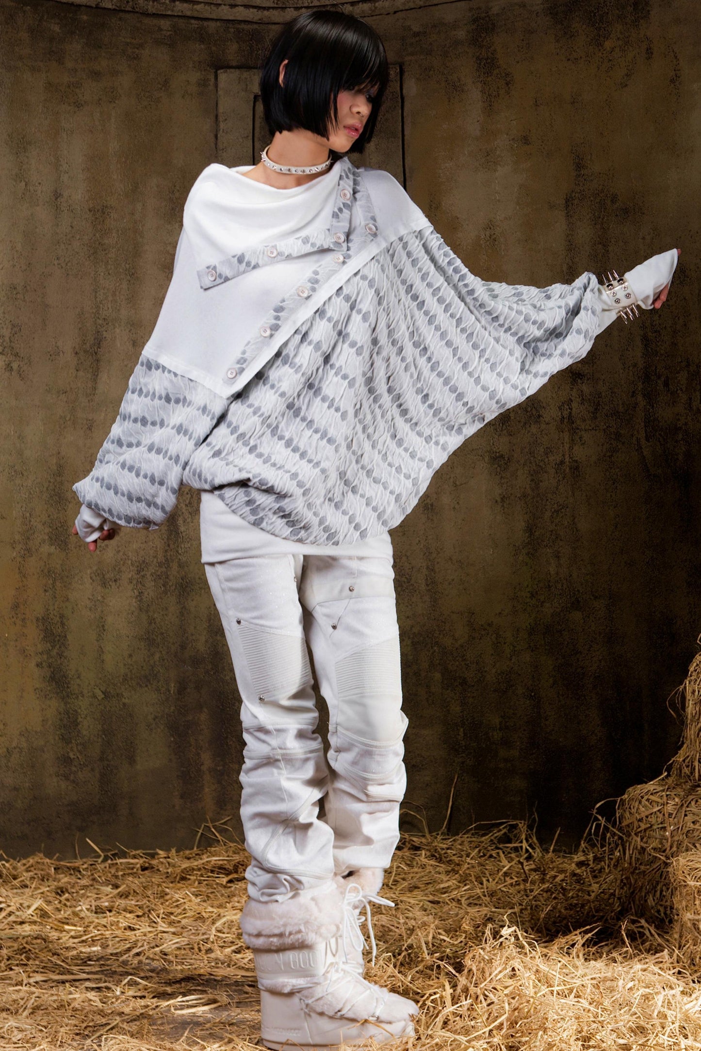 Stacked Collar Batwing Top