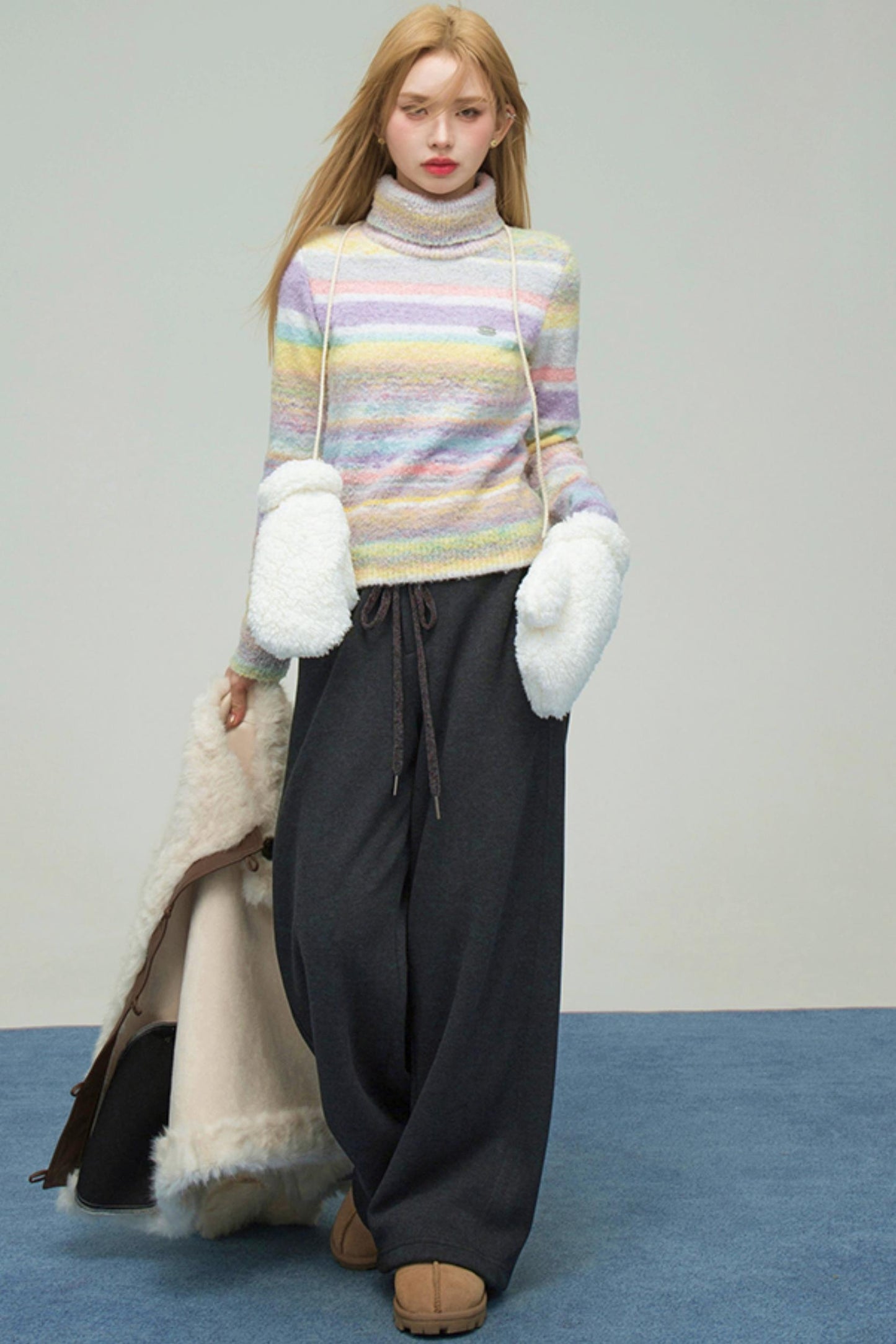 ギャラクシーグレーニットスウェットパンツ