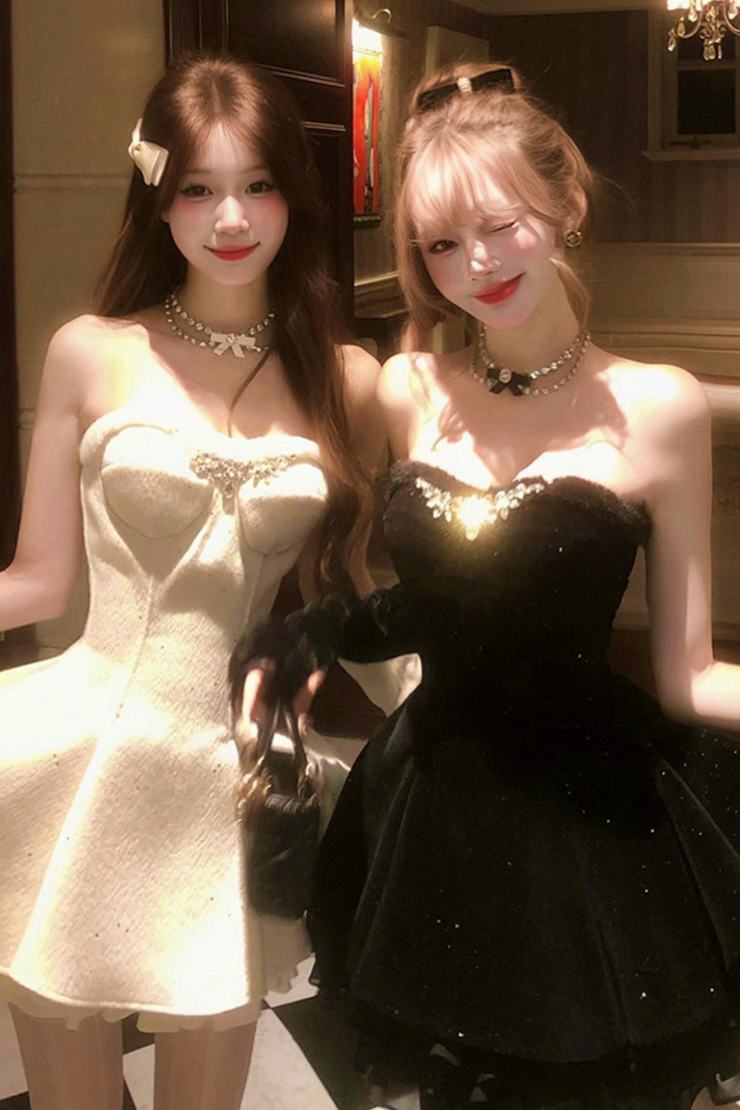 French off-the-shoulder dress + shawl + sleeves