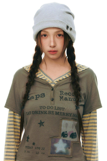 Striped Y2K Hoodie Top