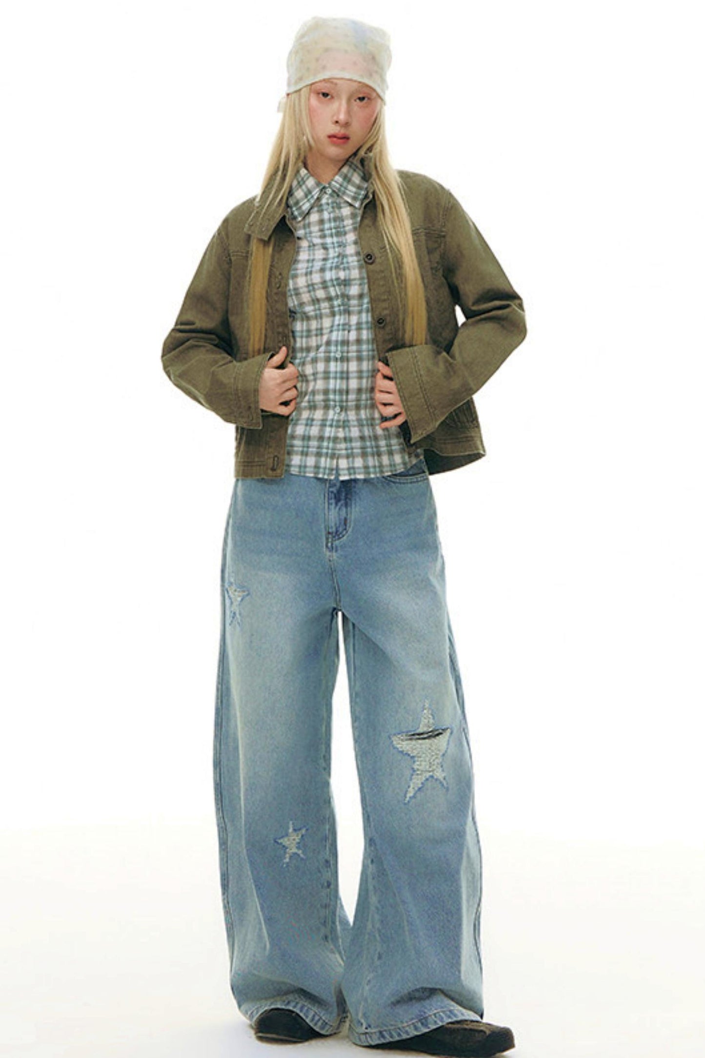 Giacca in denim plissettata + Gonna