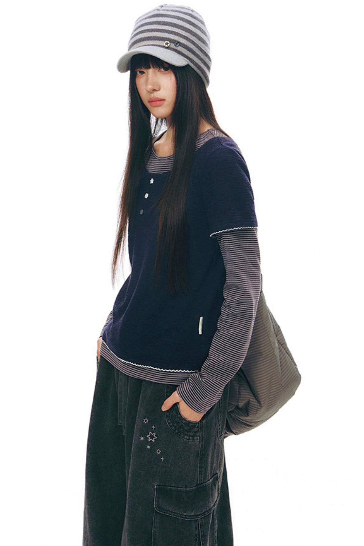 コントラストカラーレイヤートップス