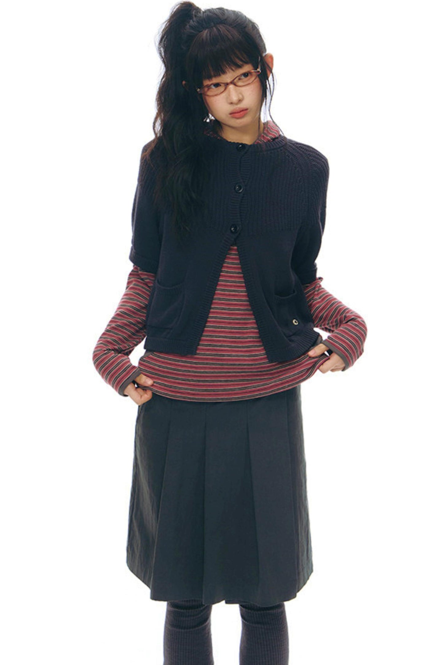 プリーティッドエーラインミディスカート