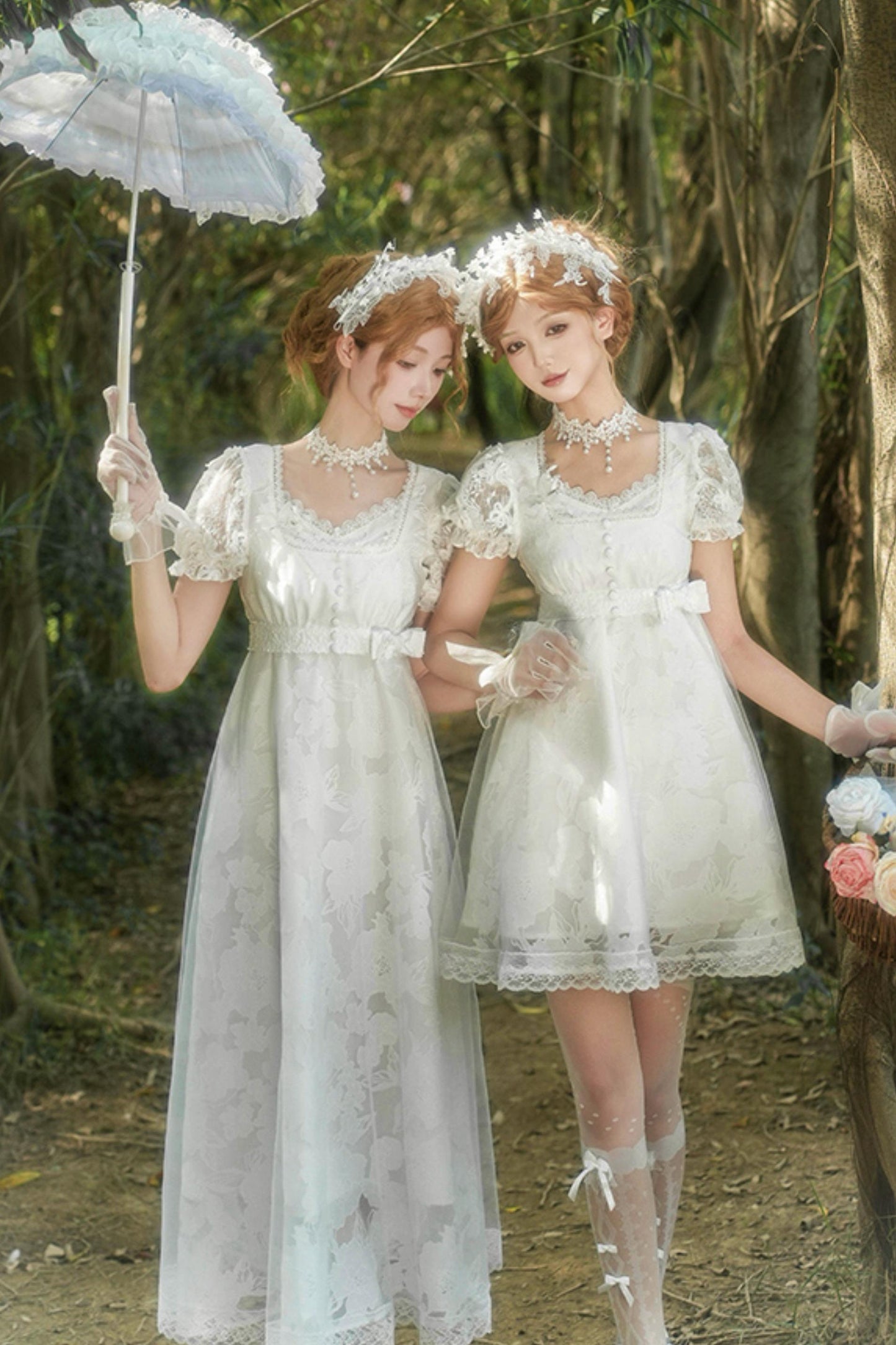 ホワイティトップス＋ストラップロリータドレス＋ヘアアクセサリー