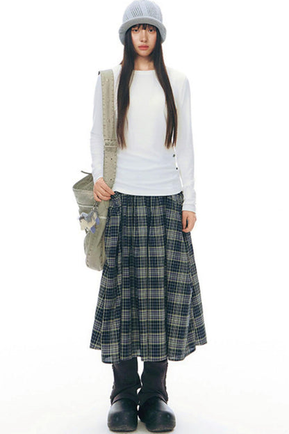 チェックレトロミディスカート