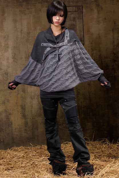 Stacked Collar Batwing Top