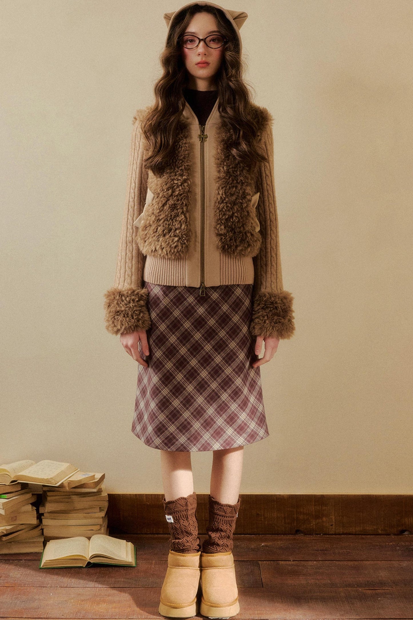 Cat Ear Fur Knit Jacket