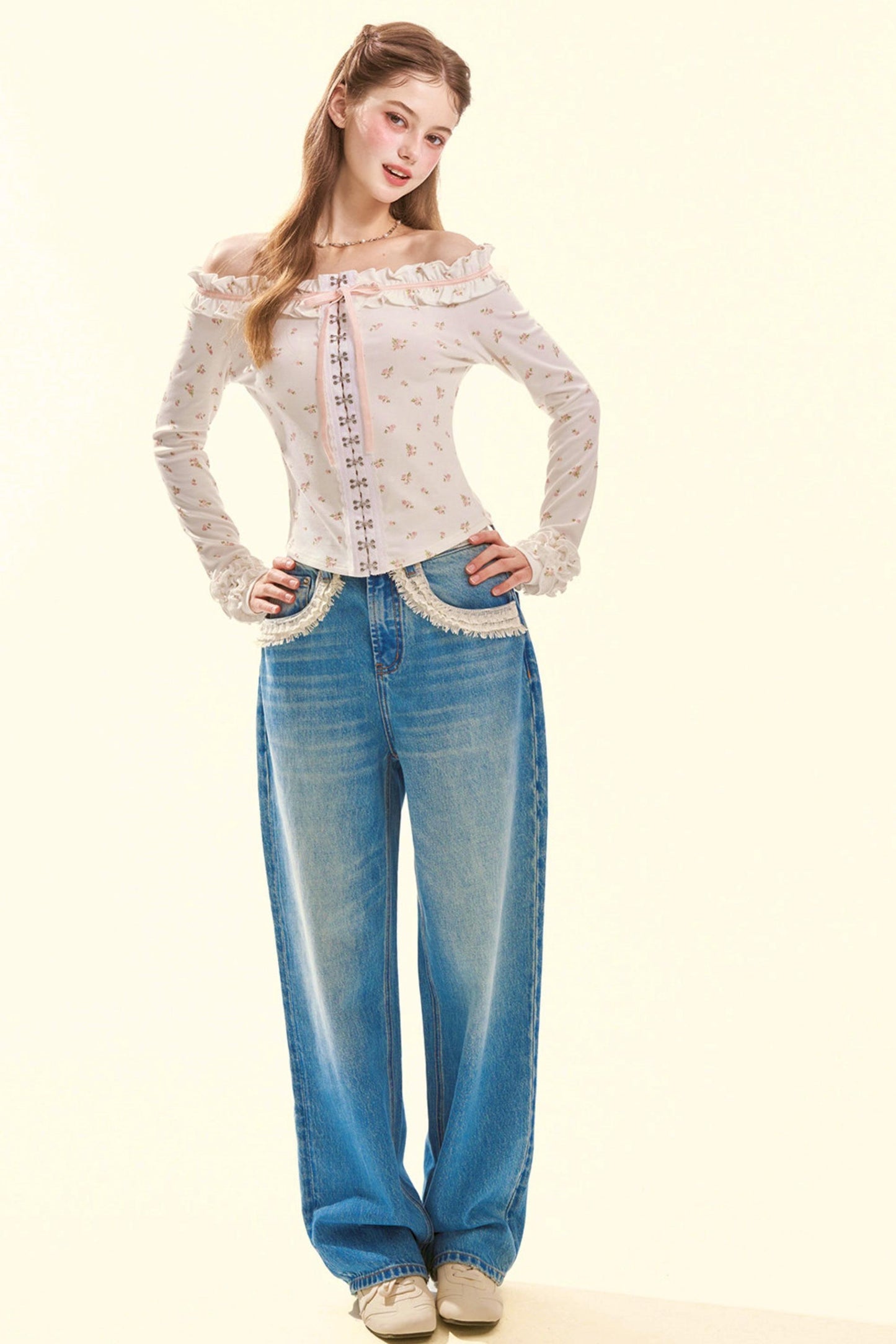 Spitzen-Vintage-Jeansstoff