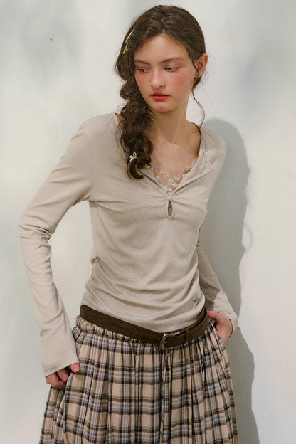 클라우드 씨더 레이스 패치워크 탑