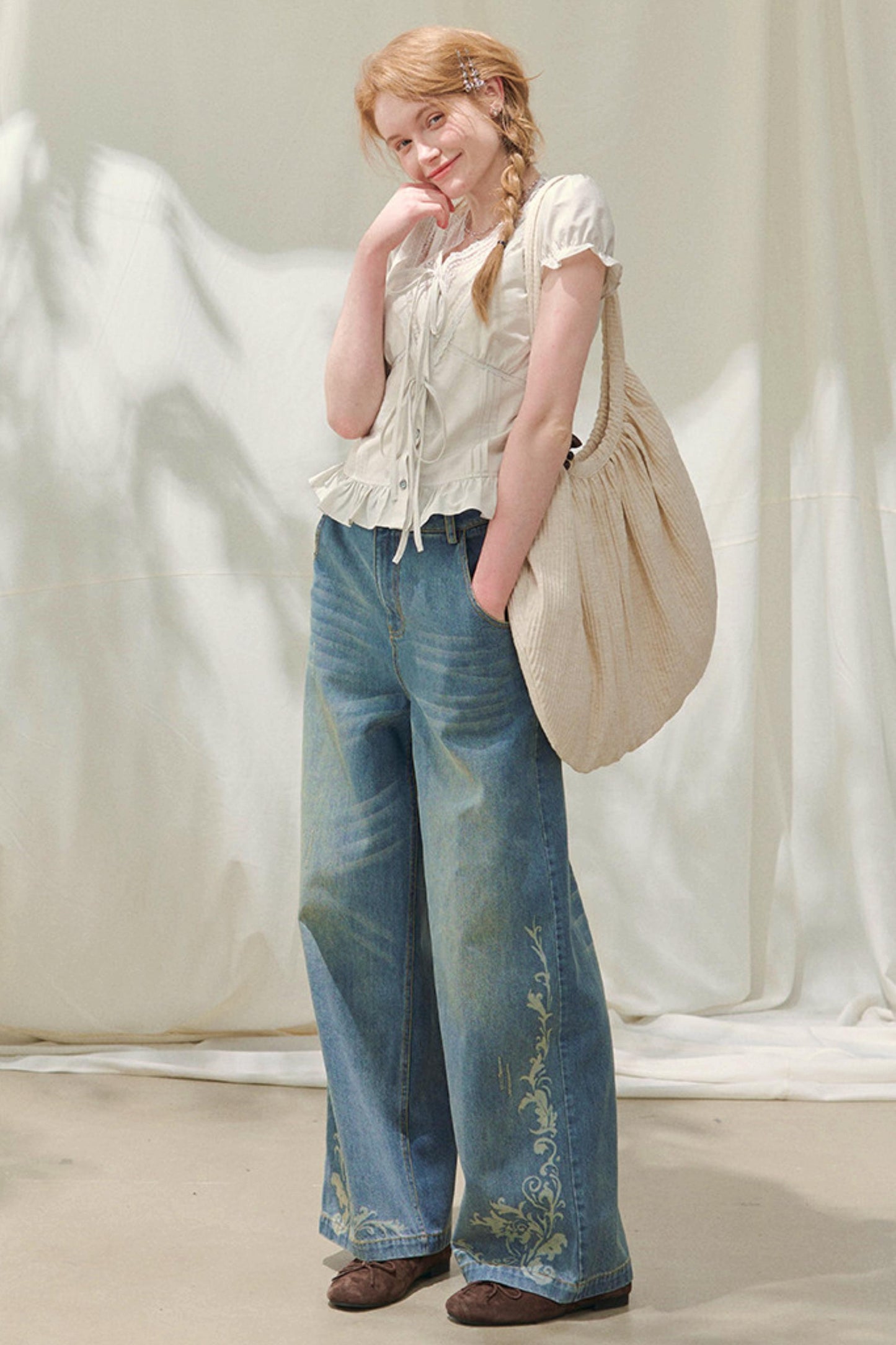 Laser Embossed Vintage Jeans