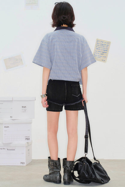 Top polo corto a righe