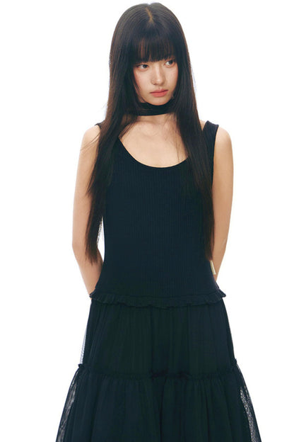 Robe chasuble en tulle Y2K