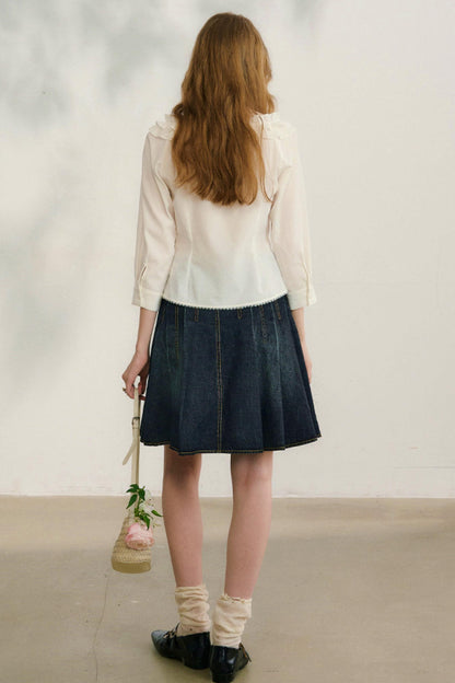 러브 프릴 레이스 블라우스