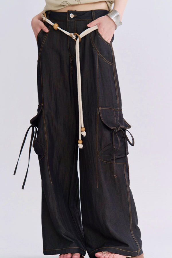 レースアップワイドレッグカーゴパンツ
