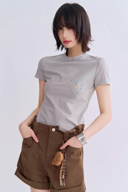 Slim Love Graphic Cropped Tee