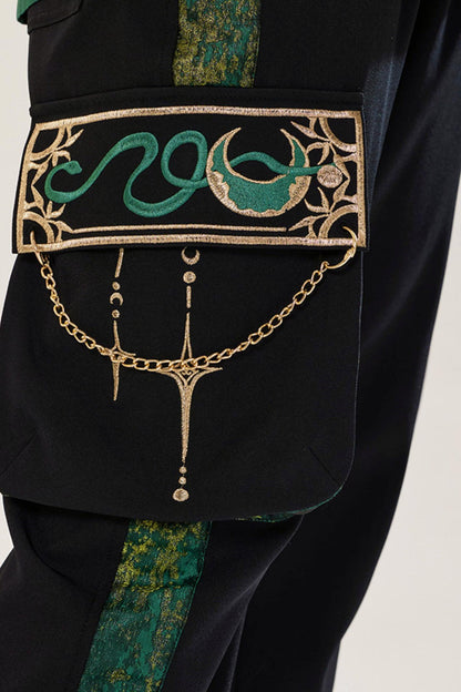 Jade Moon Dragon Embroidered Chinese Shirt + Moon Pocket Pants