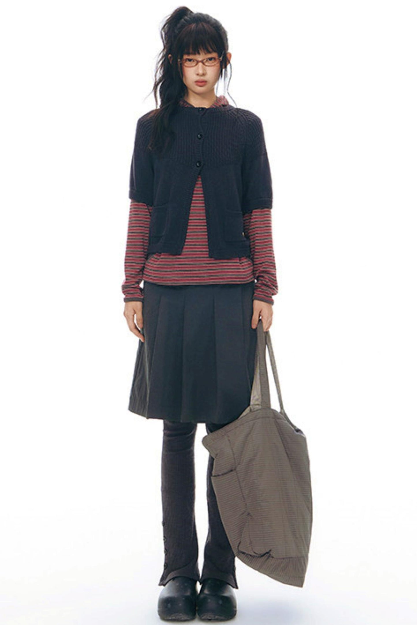 プリーティッドエーラインミディスカート