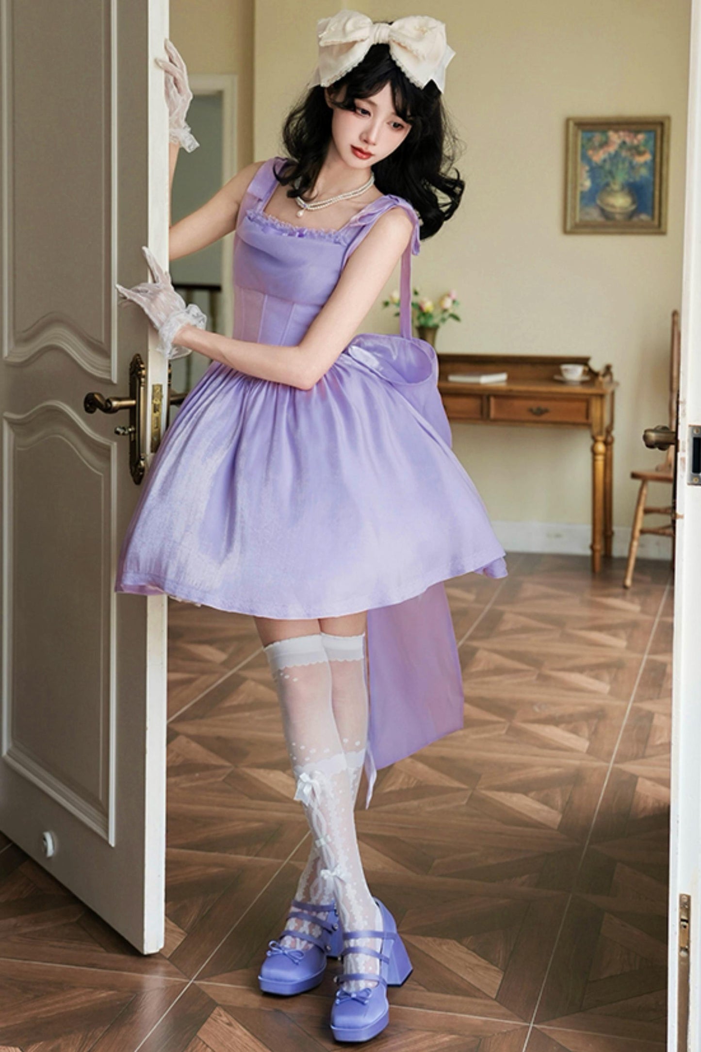 バブルシーヘリンボーンロリータジャンパースカートロリータセットアップ