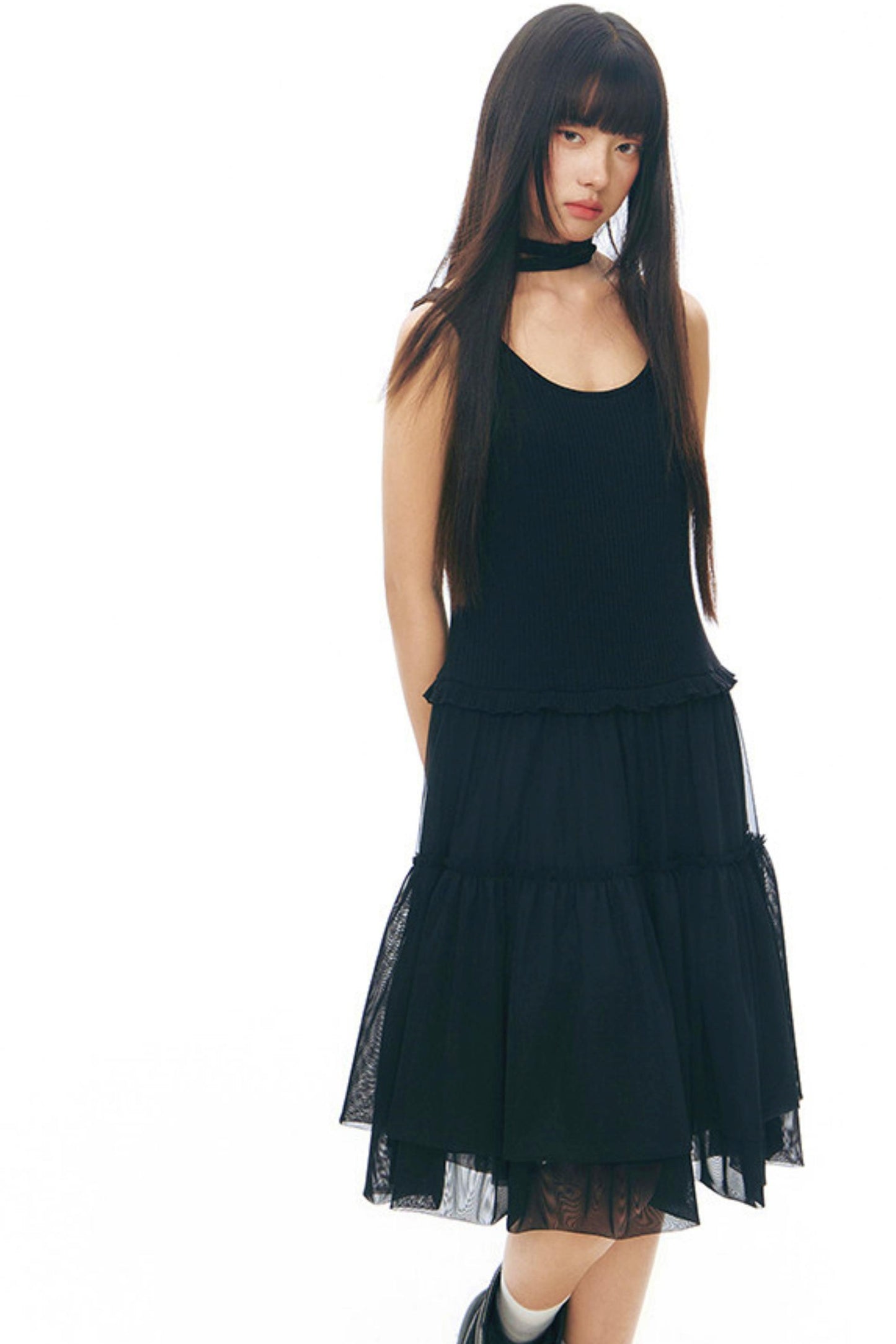 Robe chasuble en tulle Y2K