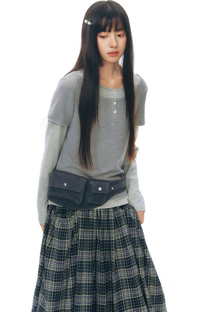 チェックレトロミディスカート