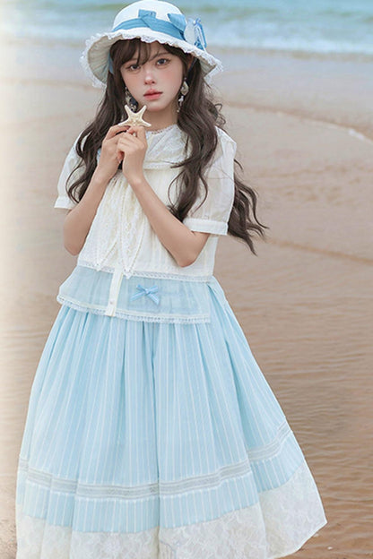 Blue Marine Fairy Lace Lolita Dress + Top + Skirt