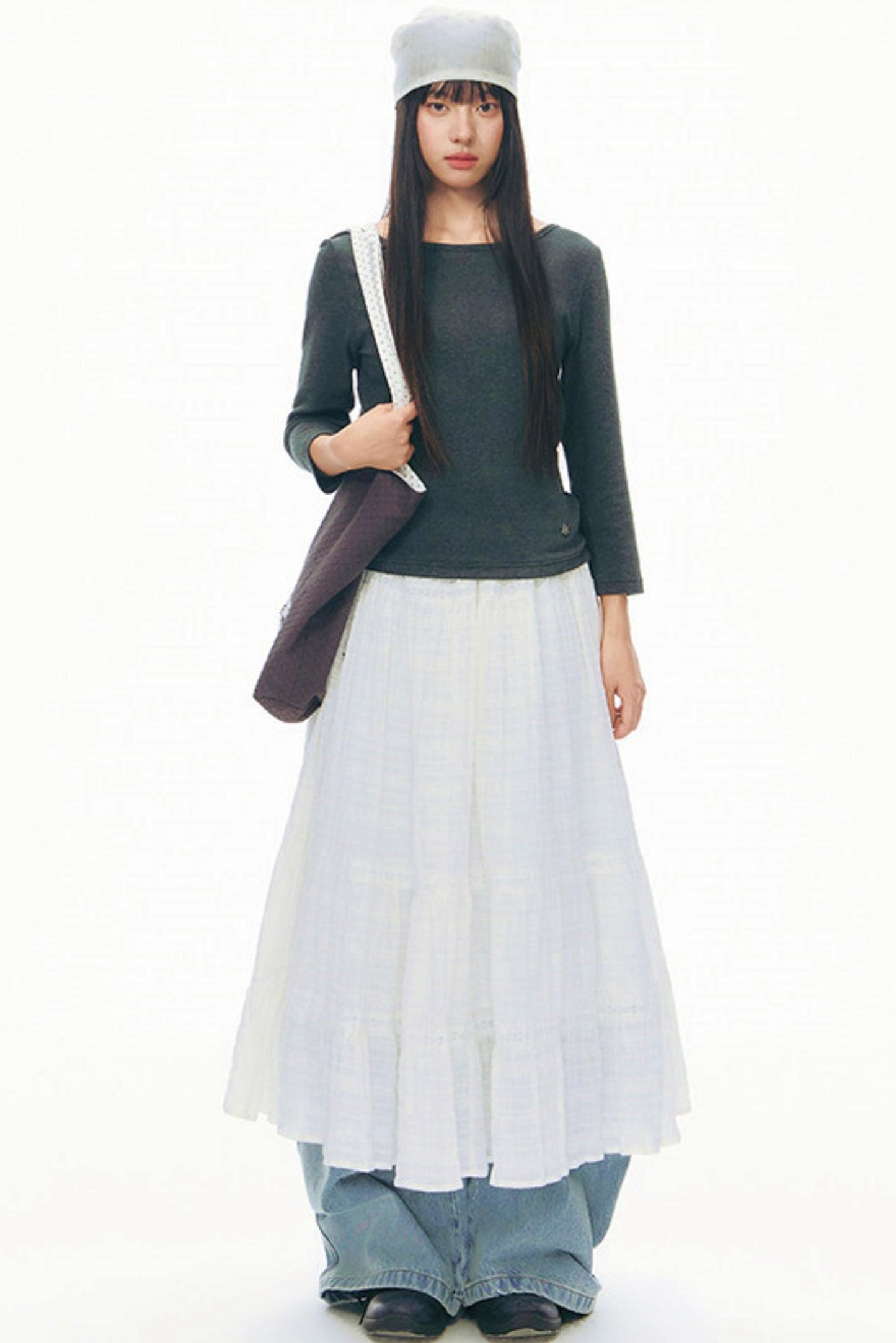 Gonna a trapezio tinta unita