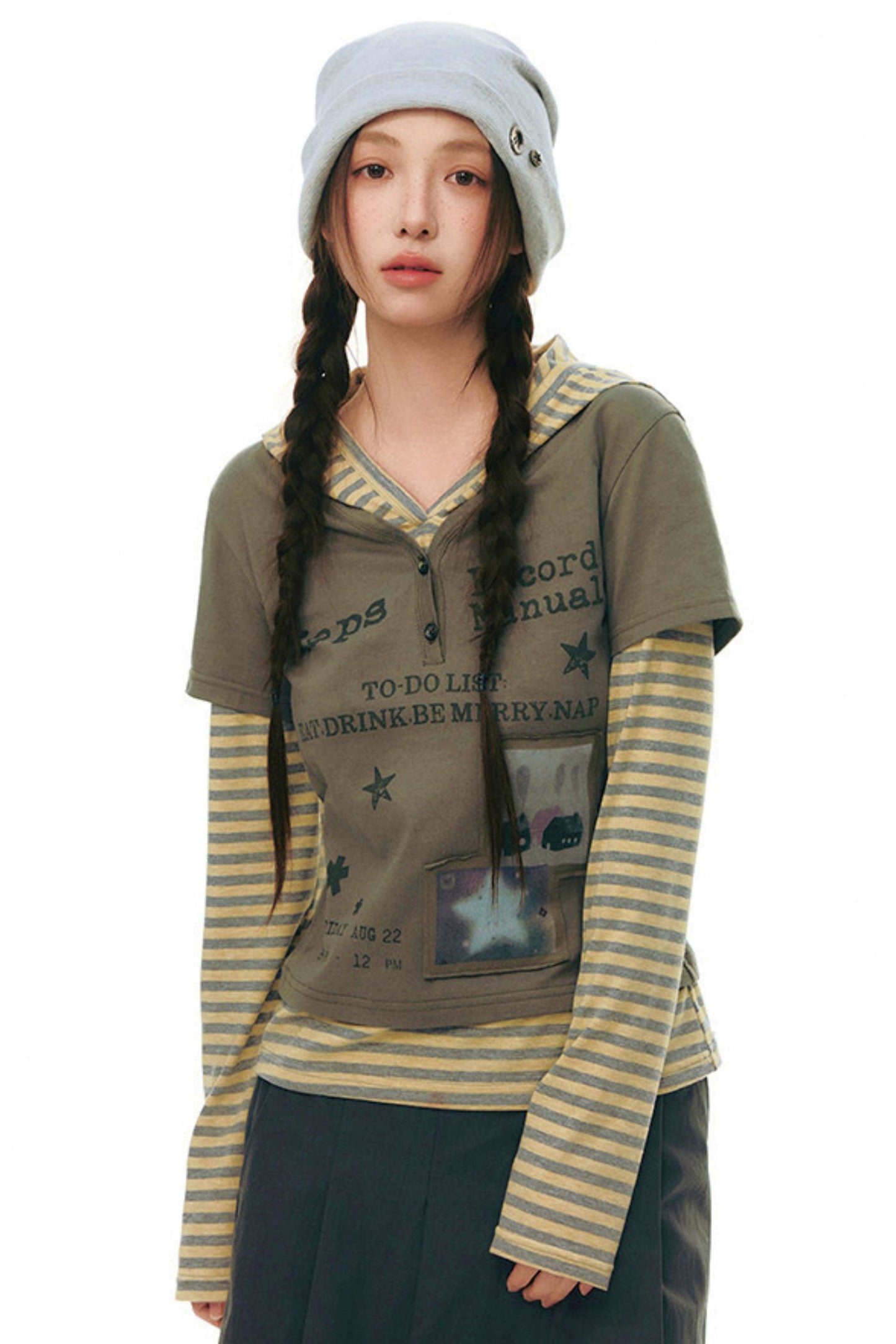 Striped Y2K Hoodie Top