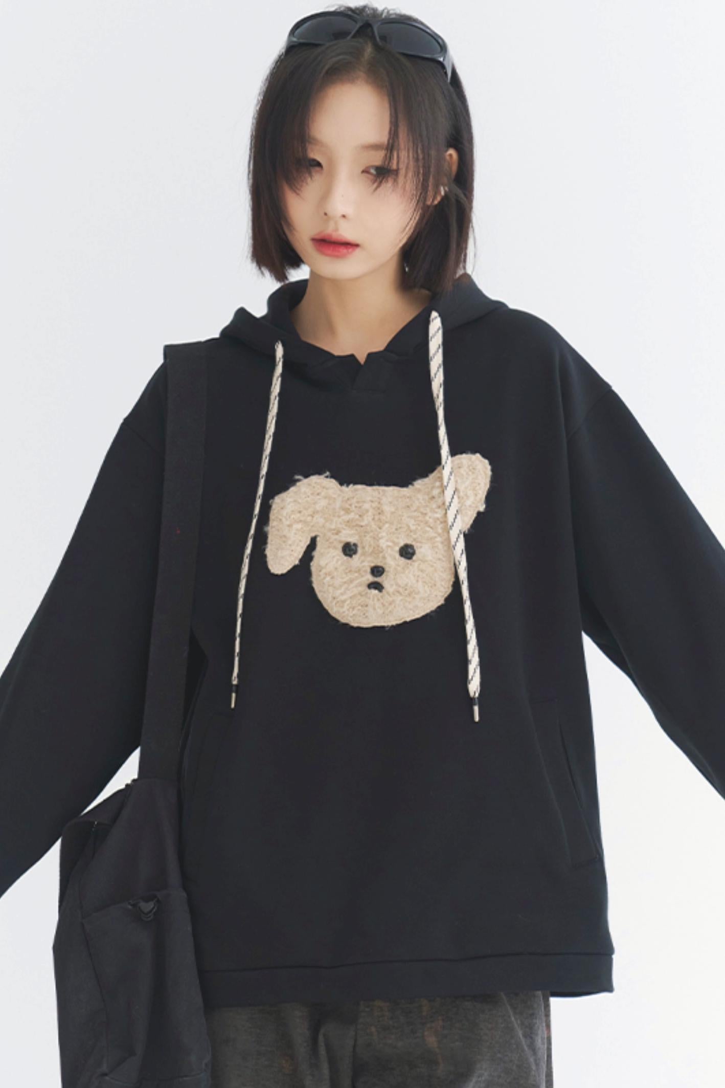 Gravity Museum Plush Puppy Sweatshirt - Women's Winter Comfort Top 2024