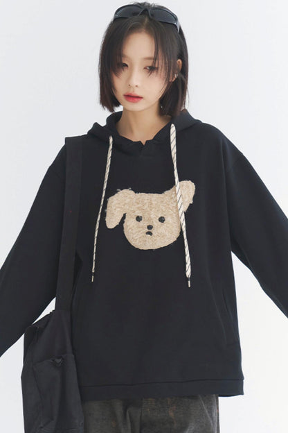 Gravity Museum Plush Puppy Sweatshirt - Women's Winter Comfort Top 2024