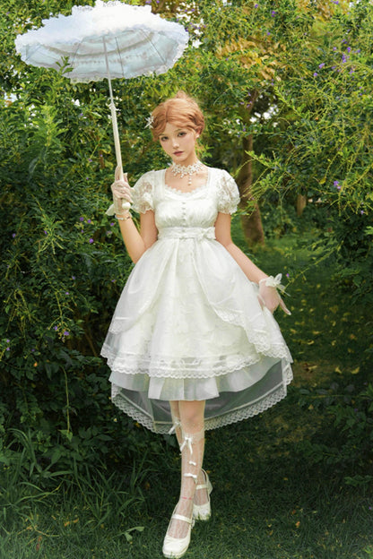 ホワイティトップス＋ストラップロリータドレス＋ヘアアクセサリー