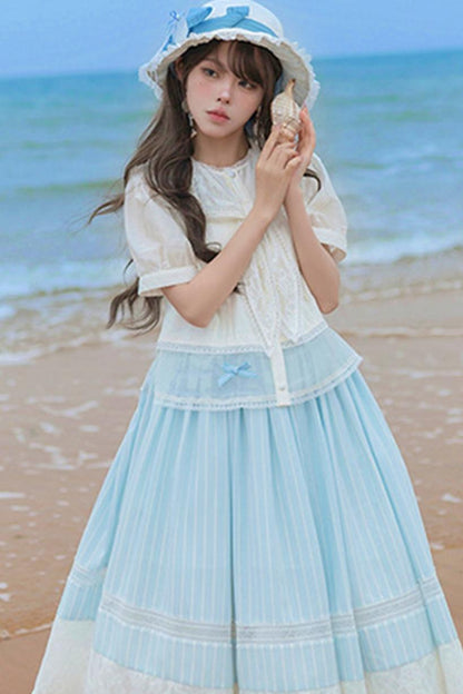 Blue Marine Fairy Lace Lolita Dress + Top + Skirt