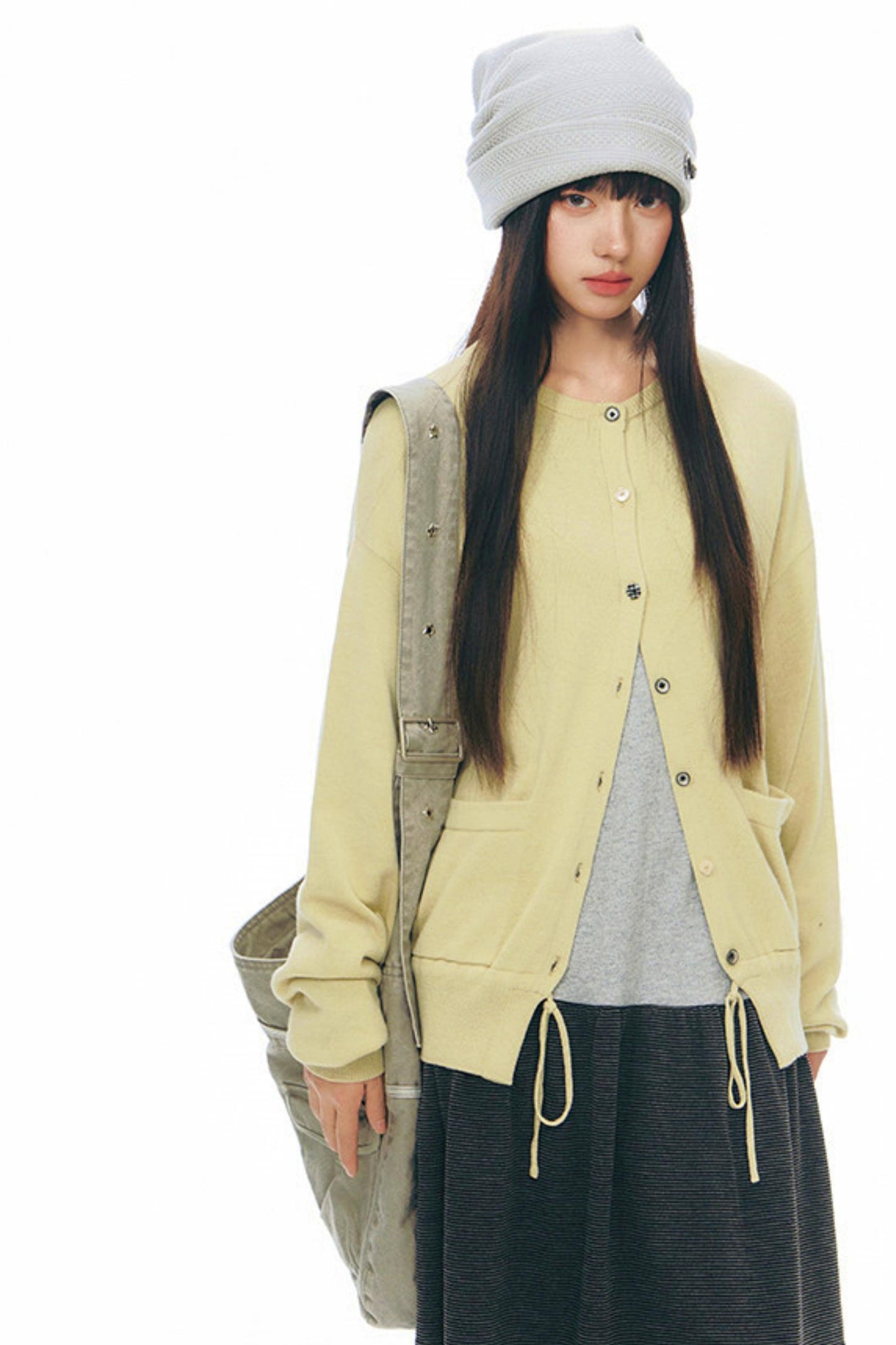 Cardigan in maglia con coulisse