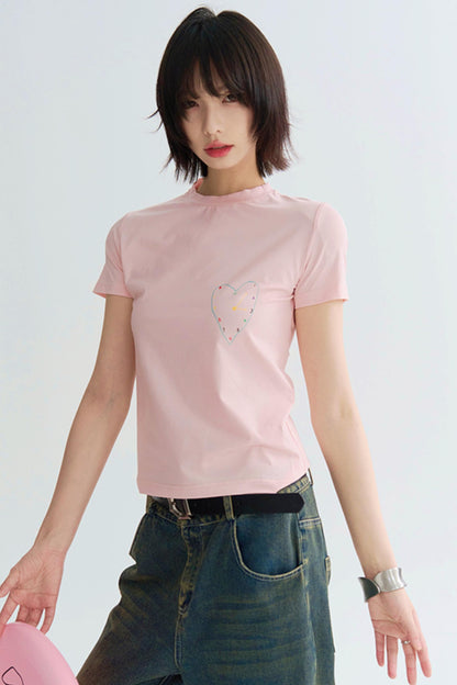 Slim Love Graphic Cropped Tee