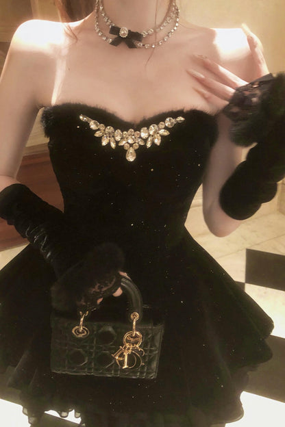 French off-the-shoulder dress + shawl + sleeves