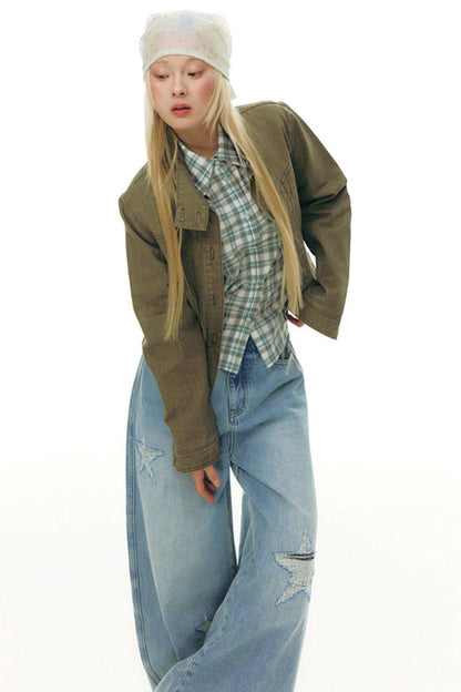 Plaid Y2K Fitted Top