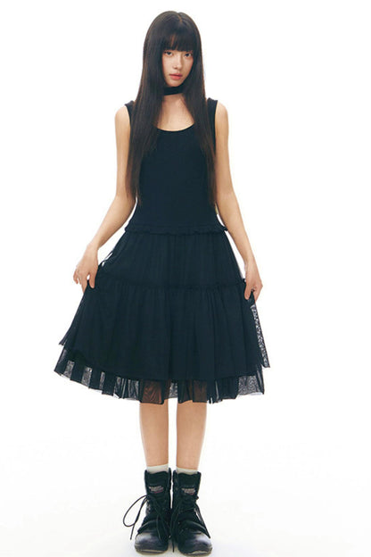 Robe chasuble en tulle Y2K