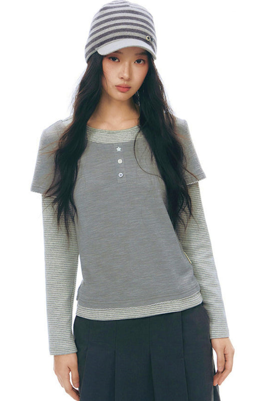 コントラストカラーレイヤートップス