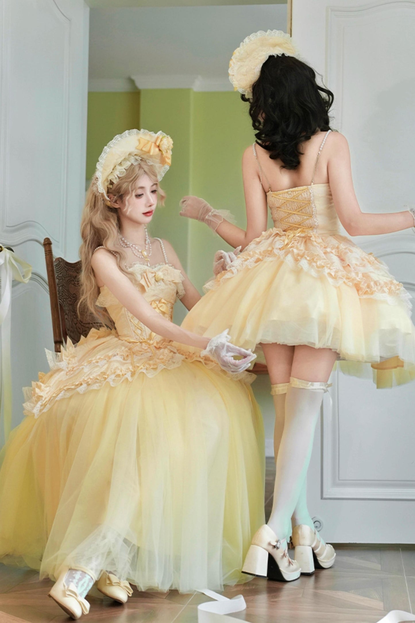 Flower Sweet Mesh Corset Lolita Setup