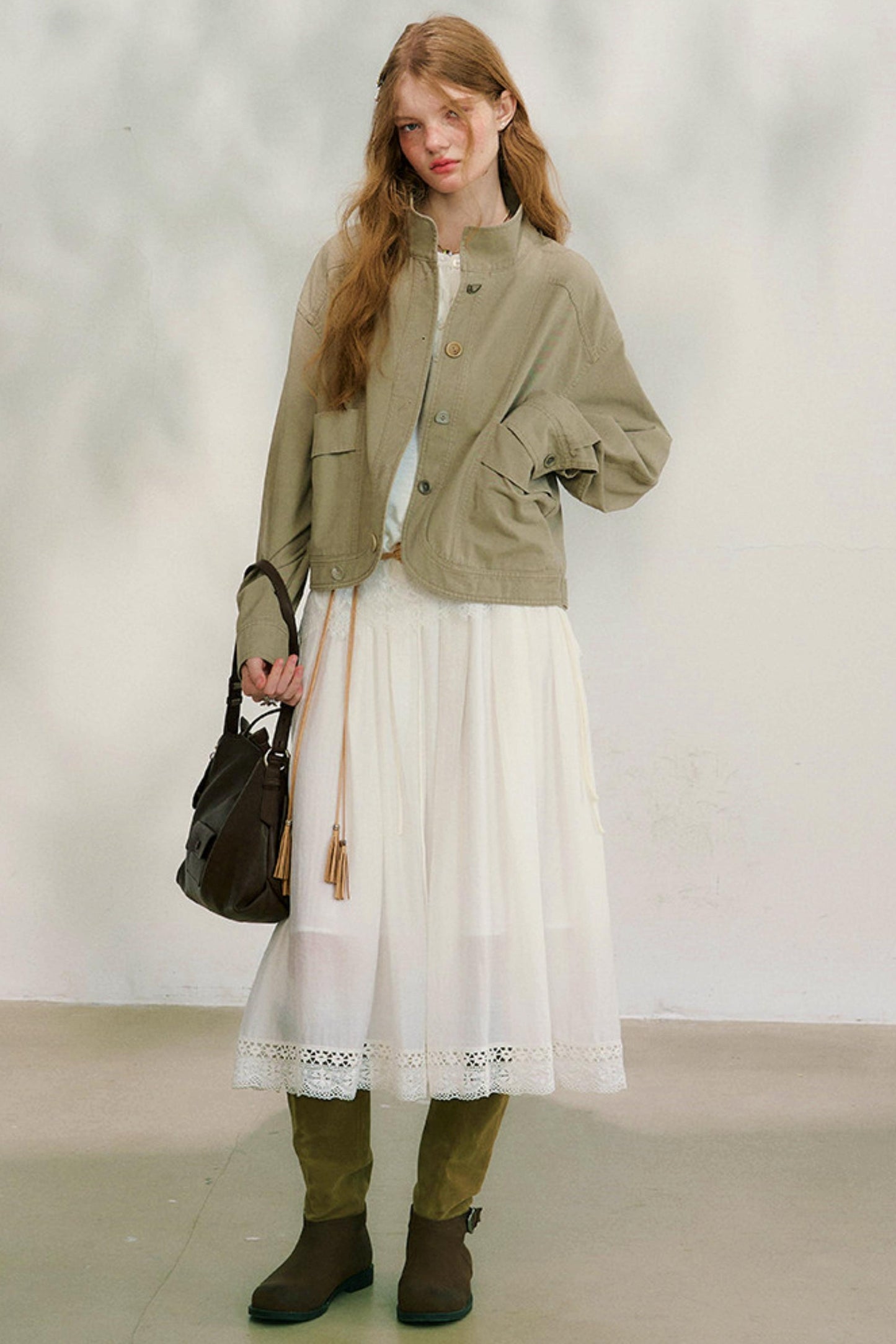 コットンレースチェックスカート