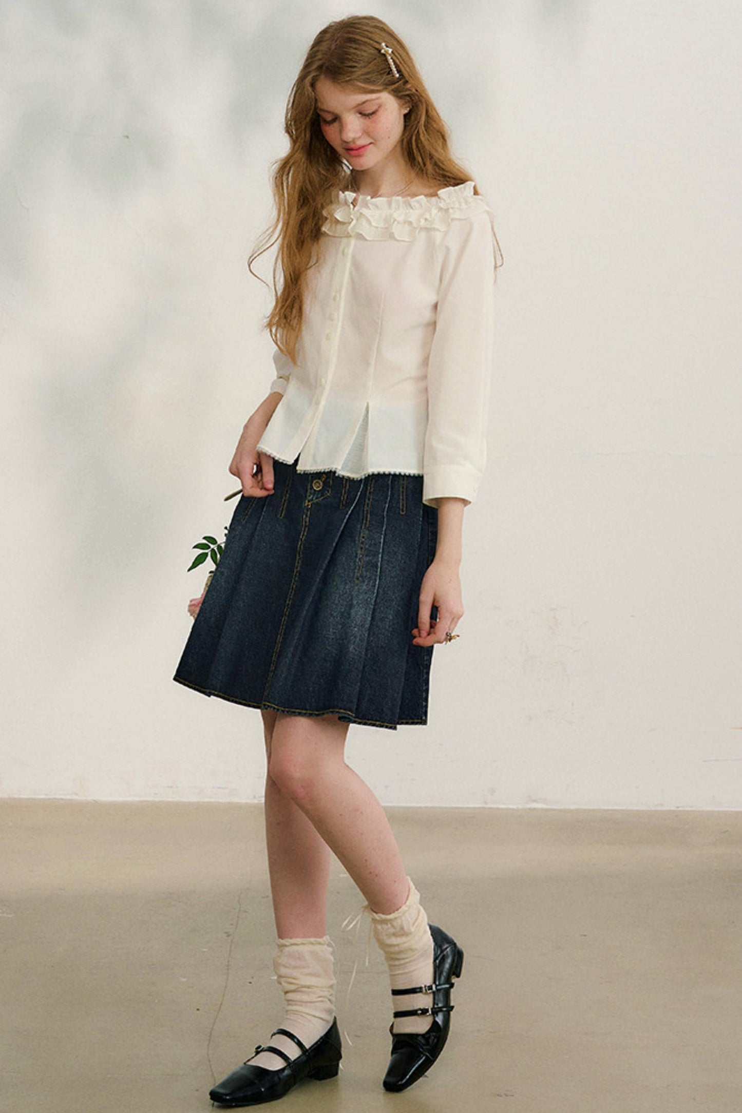 러브 프릴 레이스 블라우스