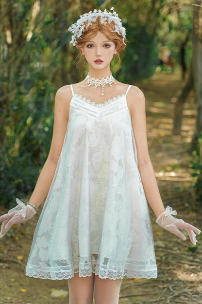 ホワイティトップス＋ストラップロリータドレス＋ヘアアクセサリー