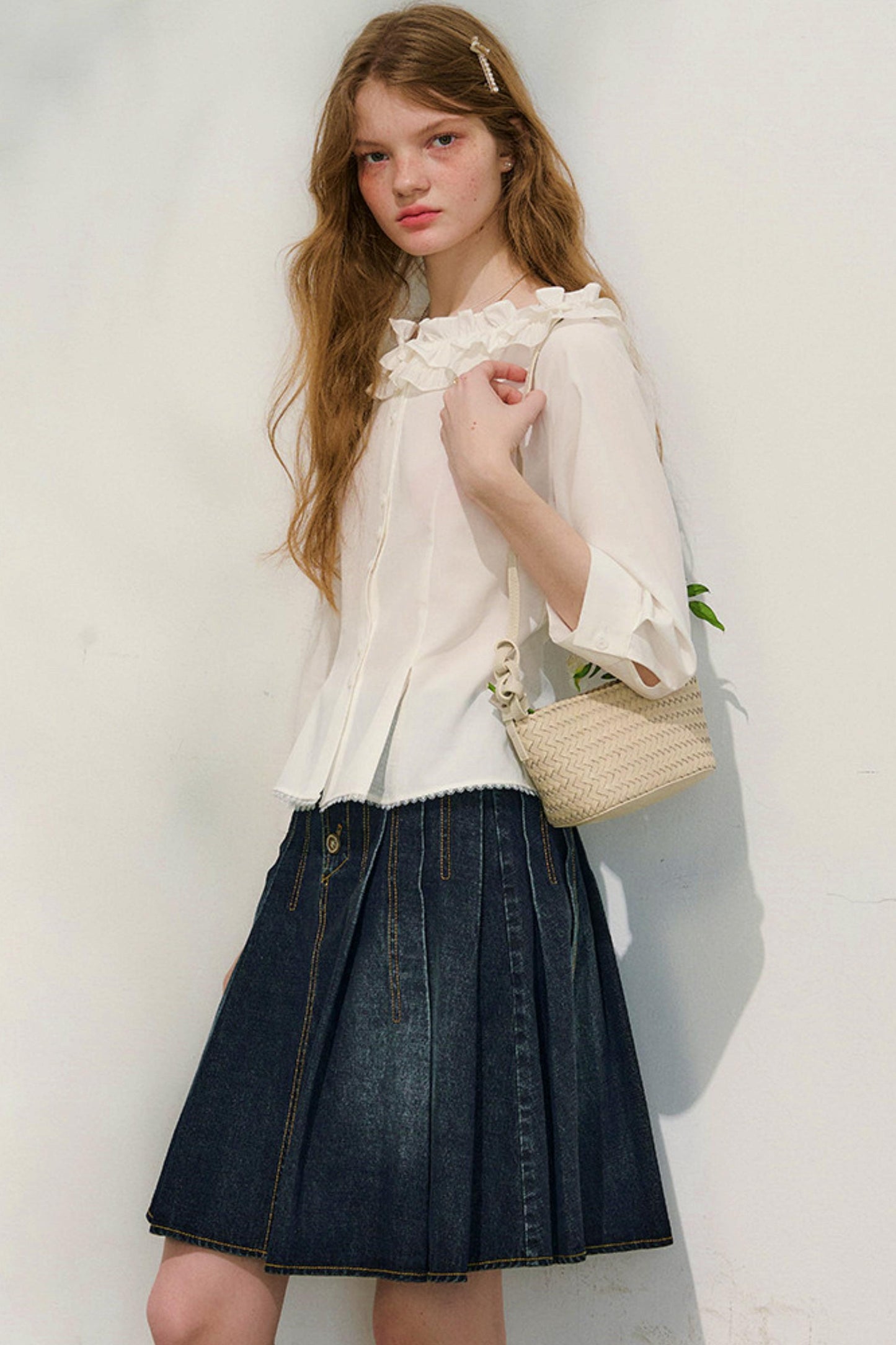 러브 프릴 레이스 블라우스