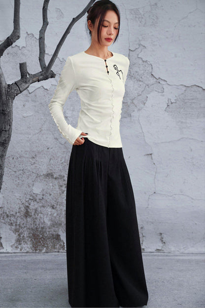 ダークモードワイドレッグパンツ