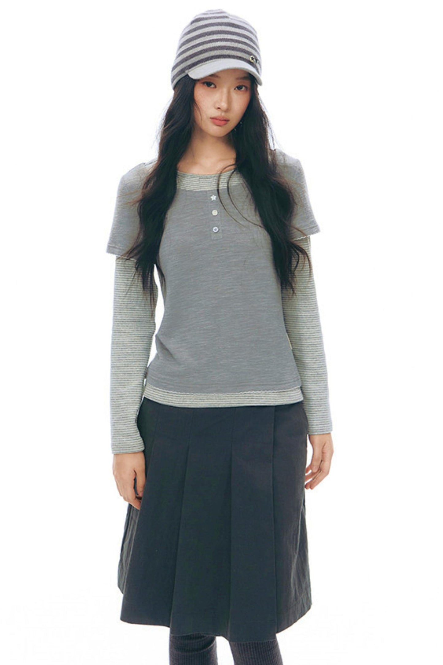 コントラストカラーレイヤートップス