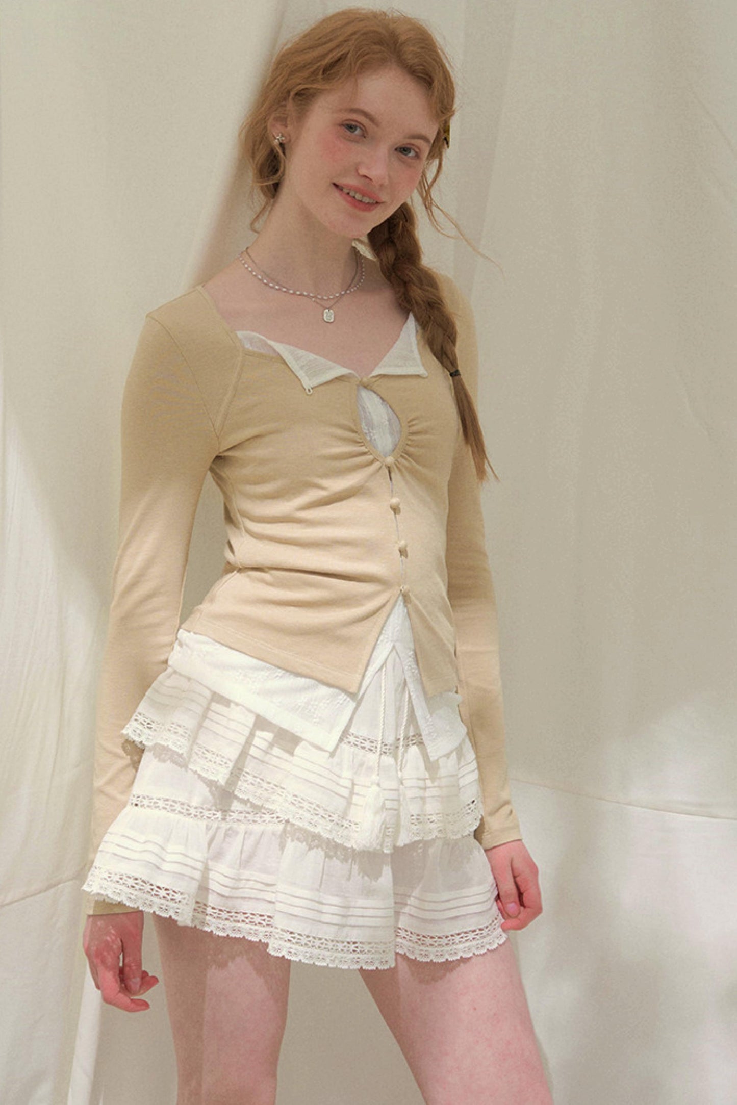 Seashell Lace Layered Top