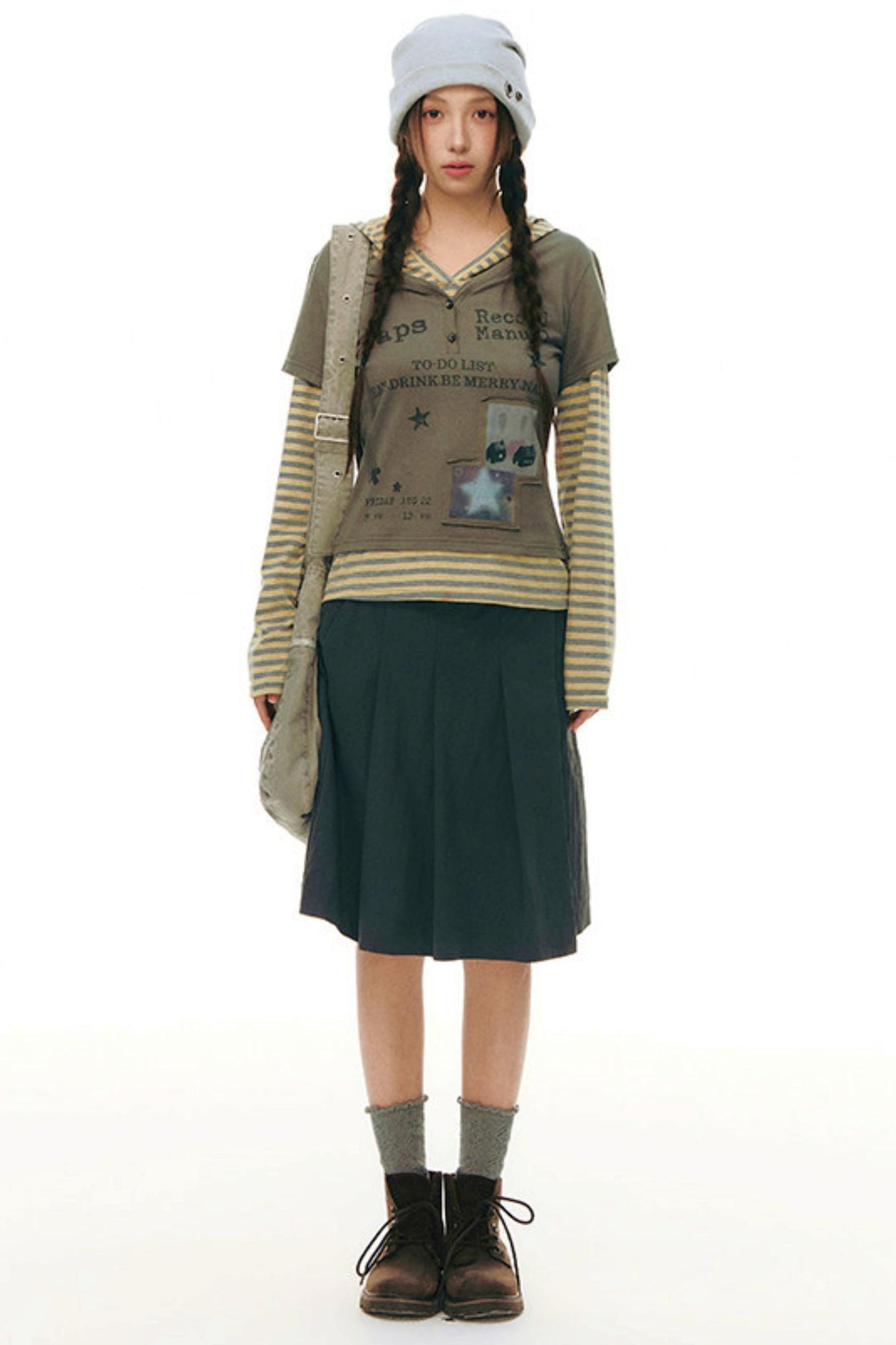 Striped Y2K Hoodie Top