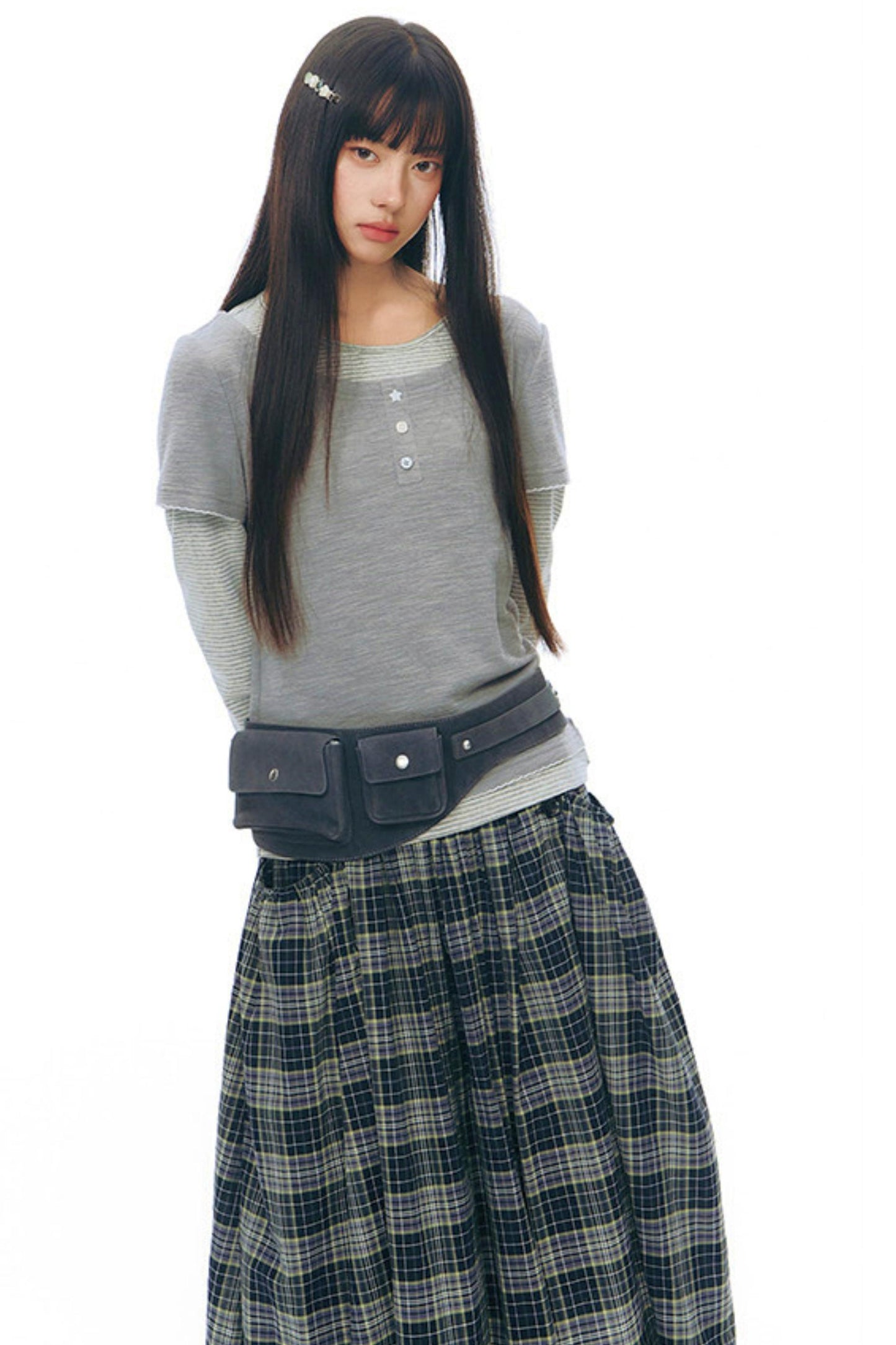 チェックレトロミディスカート