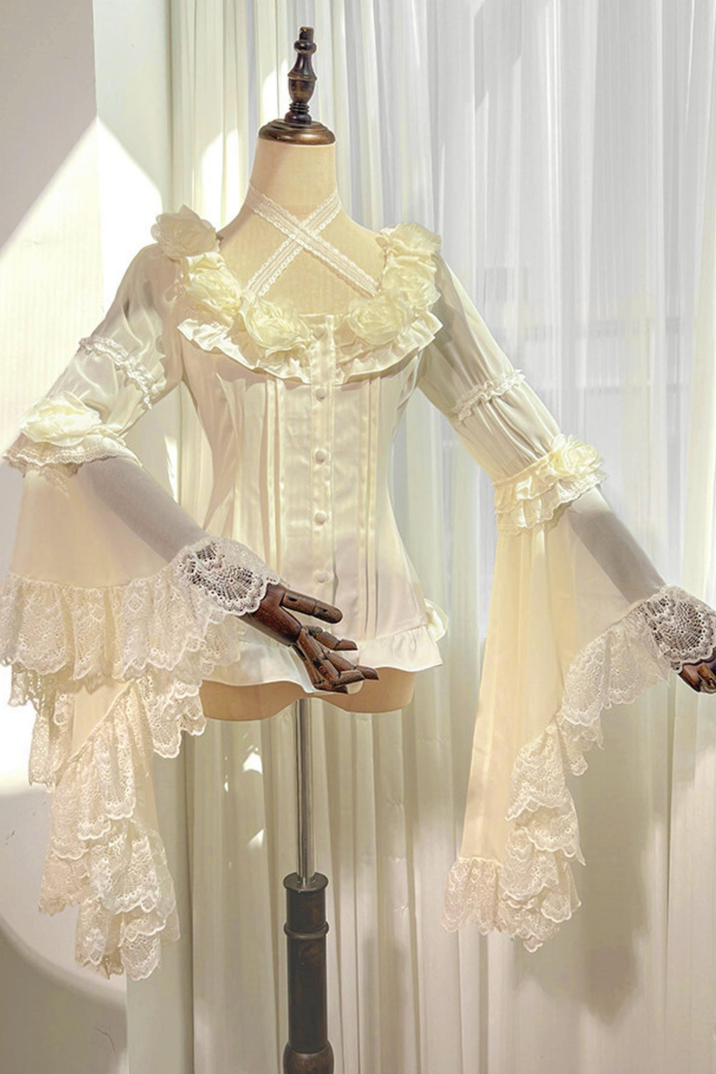 Decadent Gothic Lace Princess-Sleeve Top
